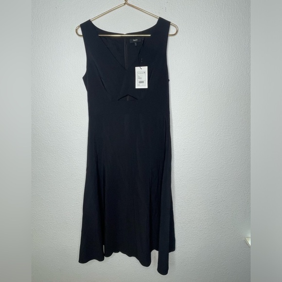 Theory Dresses & Skirts - Theory dress midi black cut out NWT sz 8 Crisp Poly